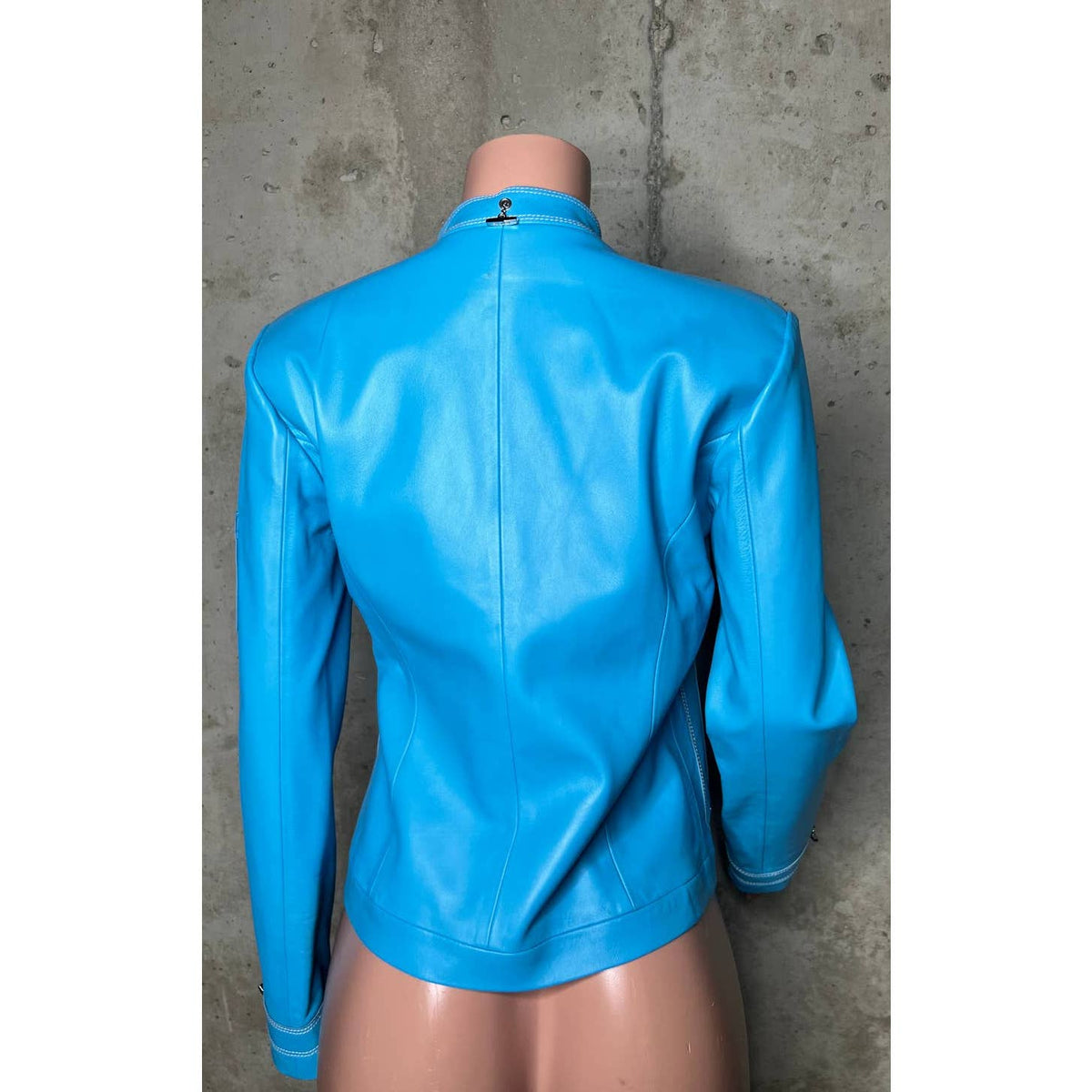 St. John Sport 100% Leather Blue Jacket Sz.2