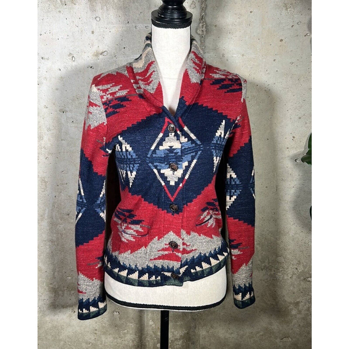 Denim &amp; Supply Ralph Lauren Aztec Button-Up Sweater Sz. Small