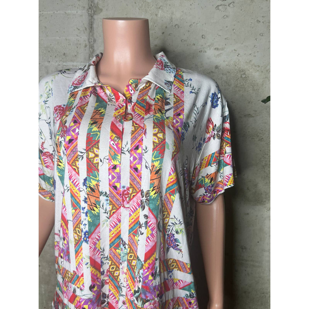 Johnny Was Azzy Floral Print Polo Shirt Sz. Large