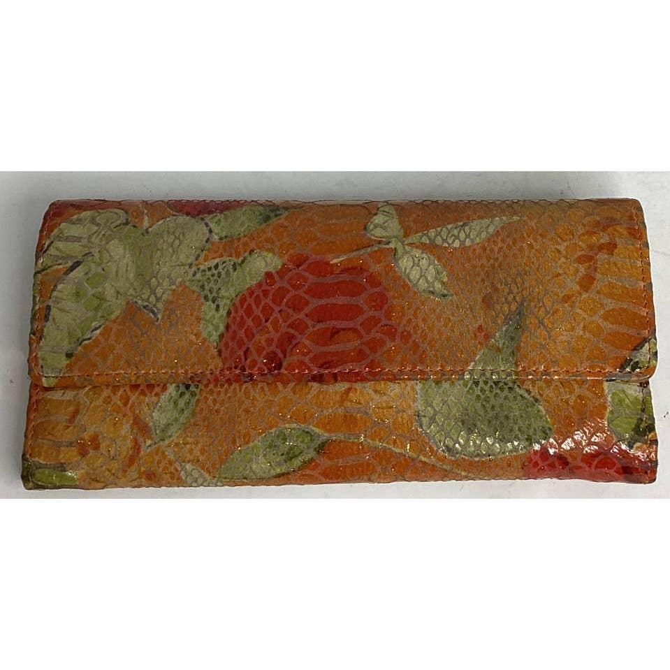 Hobo International Floral Trifold Snakeskin Wallet w/ Coin Purse