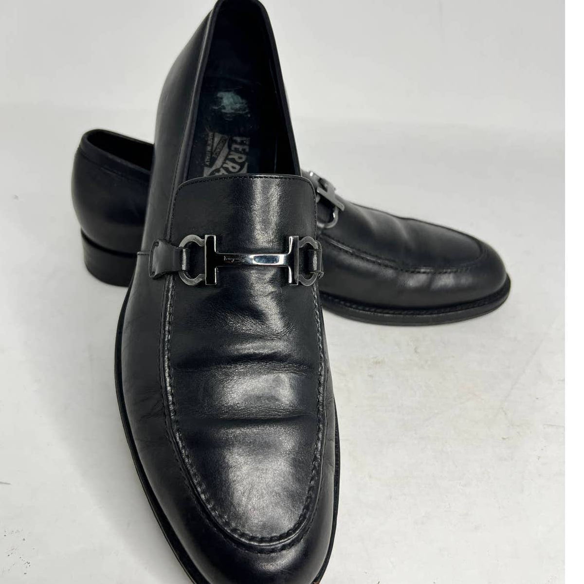 Salvatore Ferragamo Black Leather Loafers Sz.9 D