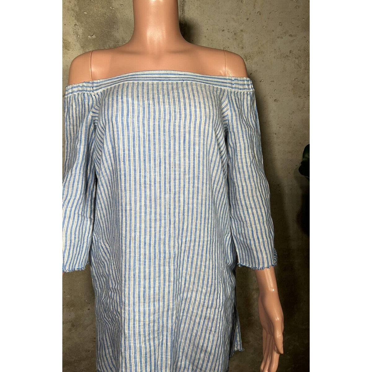 Tibi 100% Linen Blue Striped Dress Sz.2